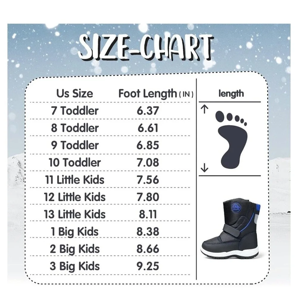 NEW K.KomForme Toddlers Boy & Girls Snow Waterproof‎ Winter Outdoor Boots Size 1